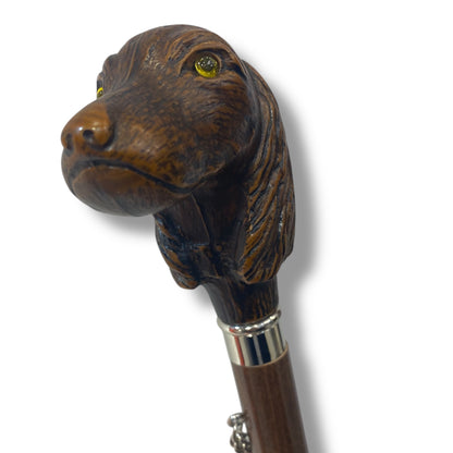 Ombrello classico Manopola in vetroresina con testina cane coker,10 Stecche Lavorazione artigianale Ombrelli Domizio dal 1989 Made in Italy