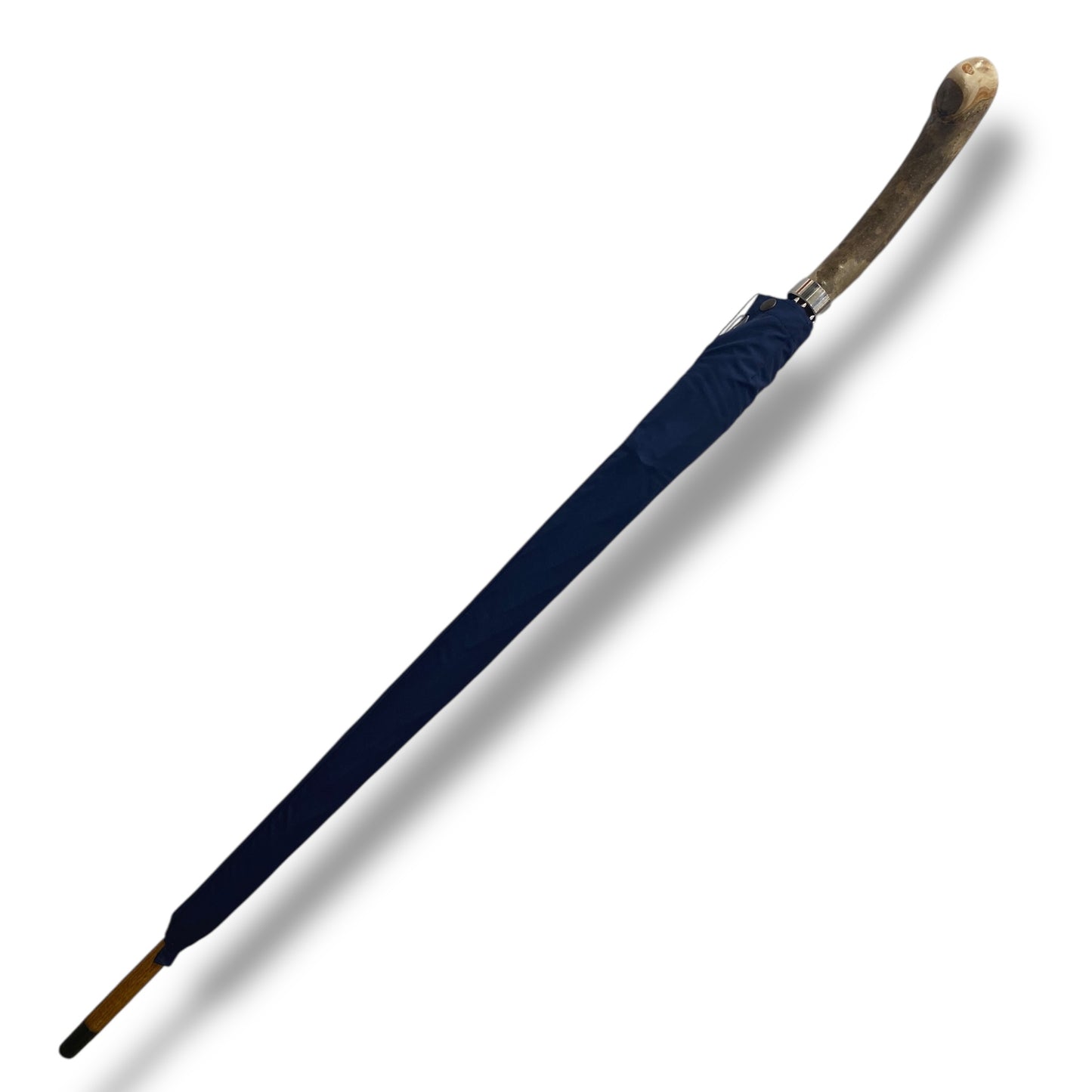 Ombrello classico manico in radice di Frassino, colore Blu lavorazione Artigianale Ombrelli Domizio dal 1989 Made in Italy