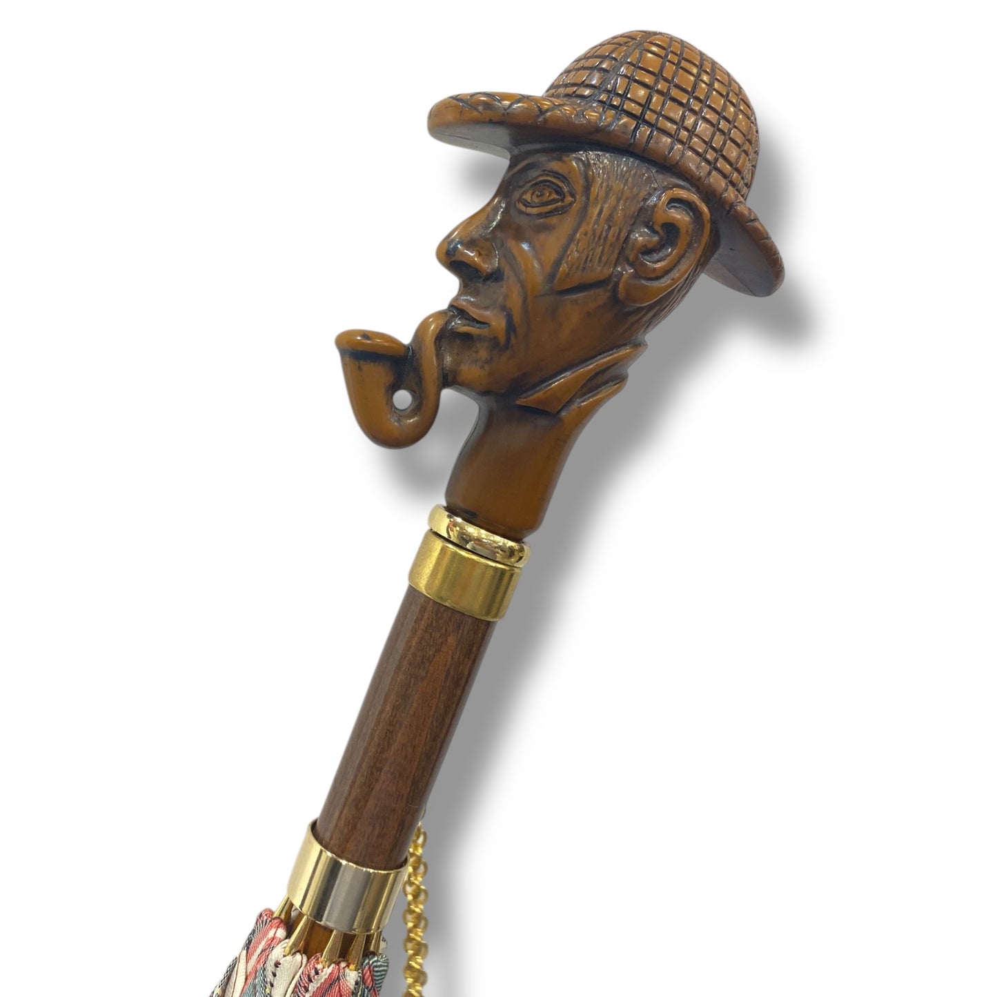 Ombrello Classico manico in vetroresina effetto legno Sherlock Holmes lavorazione artigianale Ombrelli Domizio