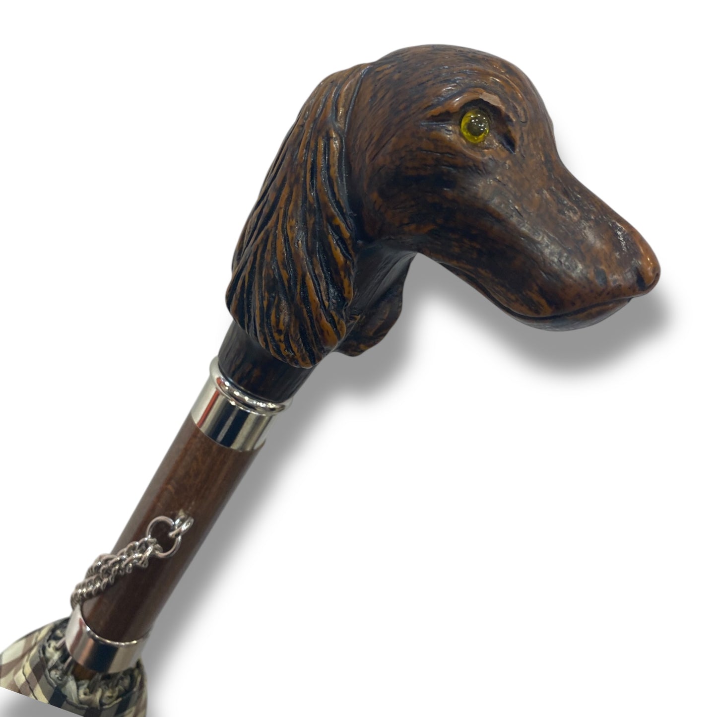 Ombrello classico Manopola in vetroresina con testina cane coker,10 Stecche Lavorazione artigianale Ombrelli Domizio dal 1989 Made in Italy