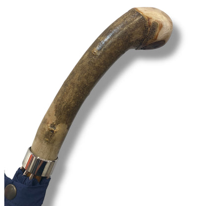 Ombrello classico manico in radice di Frassino, colore Blu lavorazione Artigianale Ombrelli Domizio dal 1989 Made in Italy
