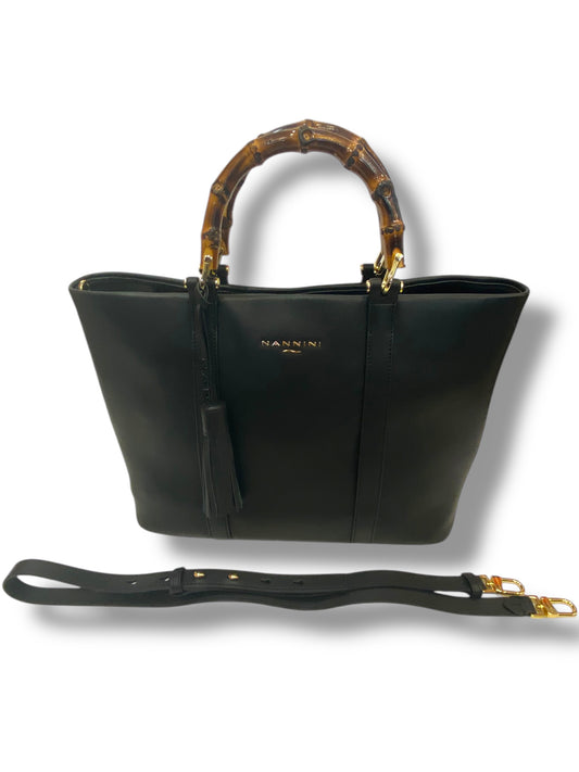 Nannini Firenze Borsa Donna 100% Pelle con tracolla manici in Bambù  Linea Erica Art .18545