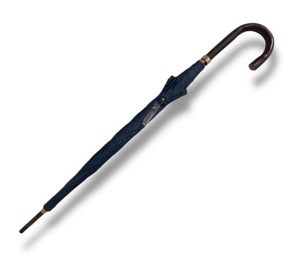 Ombrello classico manico in legno di Castagno tessuto Nylon lavorazione artigianale Ombrelli Domizio dal 1989 made in Italy F2
