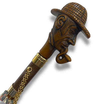 Ombrello Classico manico in vetroresina effetto legno Sherlock Holmes lavorazione artigianale Ombrelli Domizio