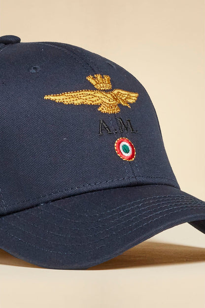 Aeronautica Militare Iconico cappellino in cotone con logo Nero - Pelletteria Domizio