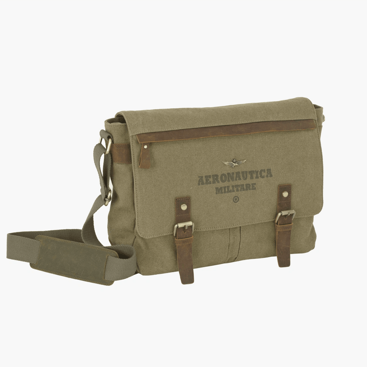 Aeronautica Militare Messenger porta PC linea Canvas Verde - Pelletteria Domizio