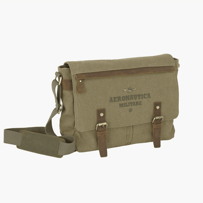 Aeronautica Militare Messenger porta PC linea Canvas Verde - Pelletteria Domizio