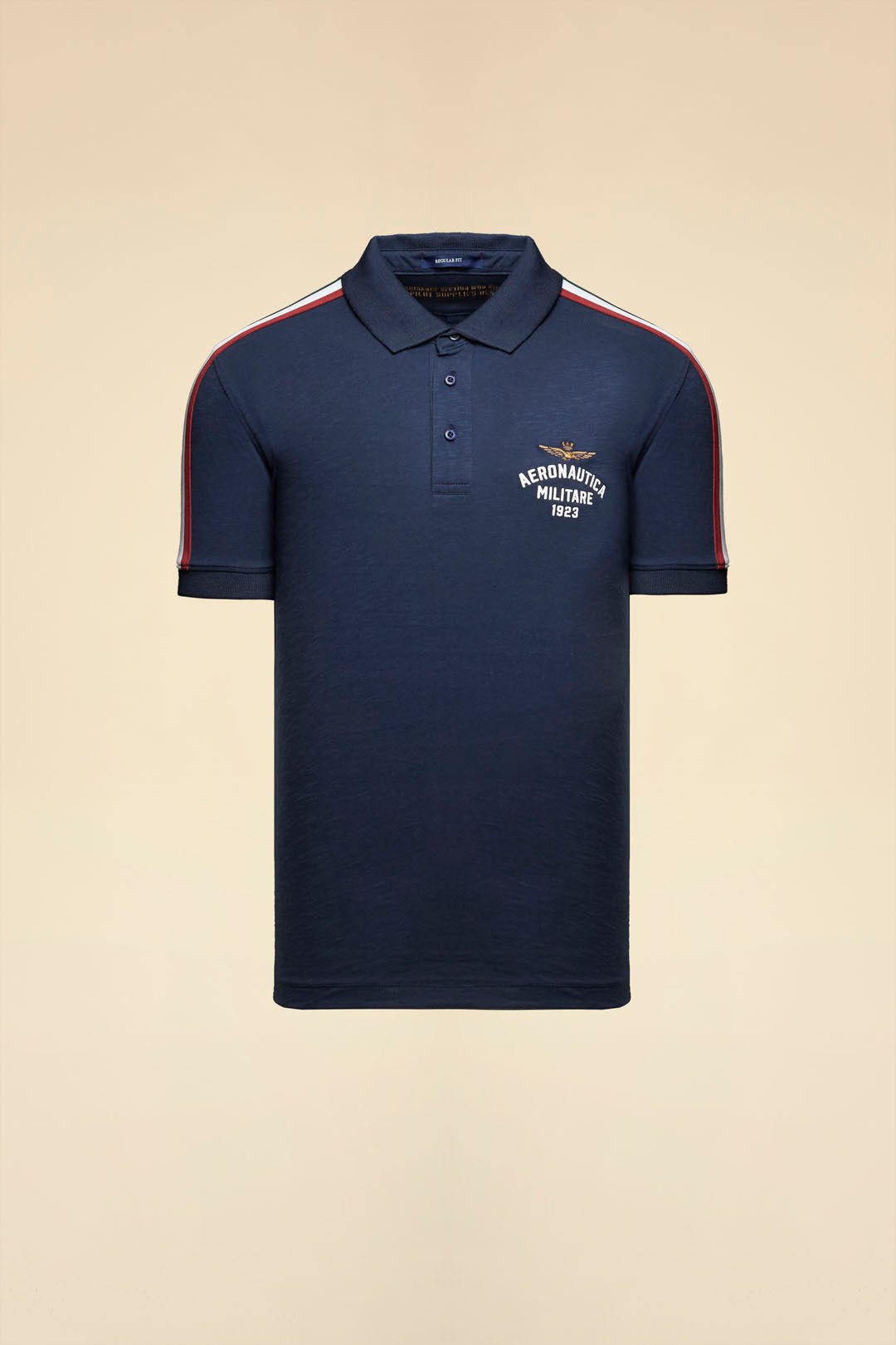 Aeronautica Militare Polo in cotone fiammato con tricolore - Pelletteria Domizio