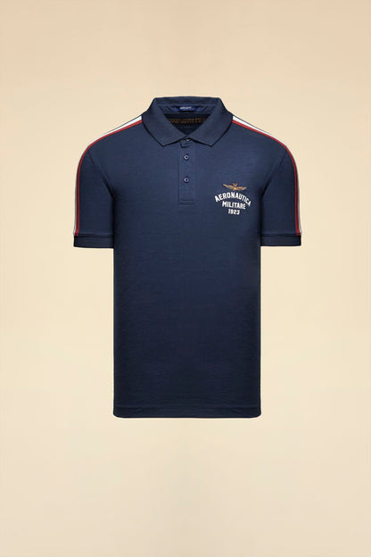 Aeronautica Militare Polo in cotone fiammato con tricolore - Pelletteria Domizio