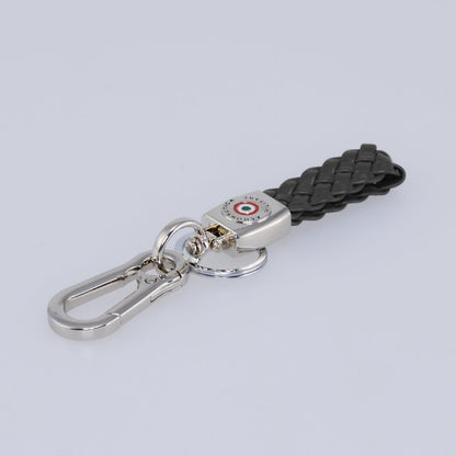 Aeronautica Militare Portachiavi in pelle intrecciata con anello e moschettone. AM 164 Nero - Pelletteria Domizio