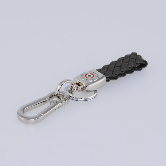 Aeronautica Militare Portachiavi in pelle intrecciata con anello e moschettone. AM 164 Nero - Pelletteria Domizio