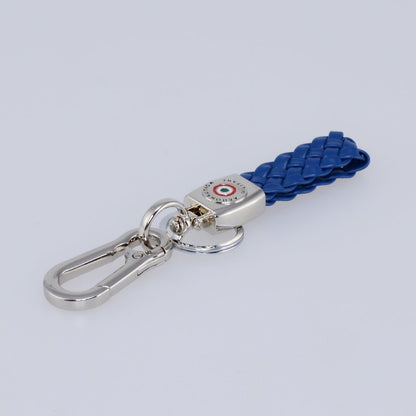 Aeronautica Militare Portachiavi in pelle intrecciata con anello e moschettone. AM164 Blu - Pelletteria Domizio