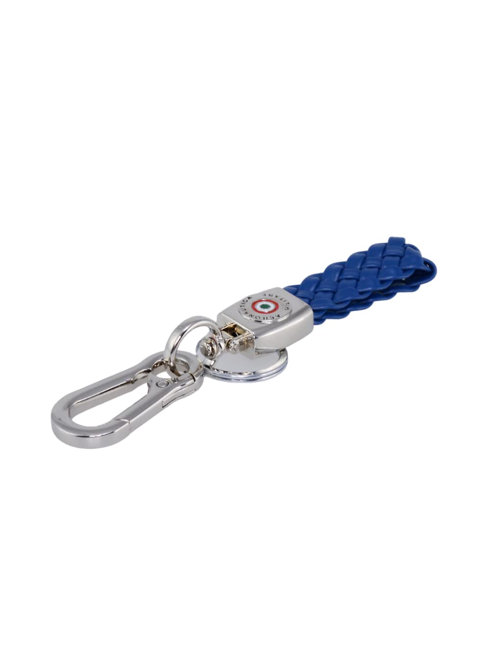 Aeronautica Militare Portachiavi in pelle intrecciata con anello e moschettone. AM164 Blu - Pelletteria Domizio