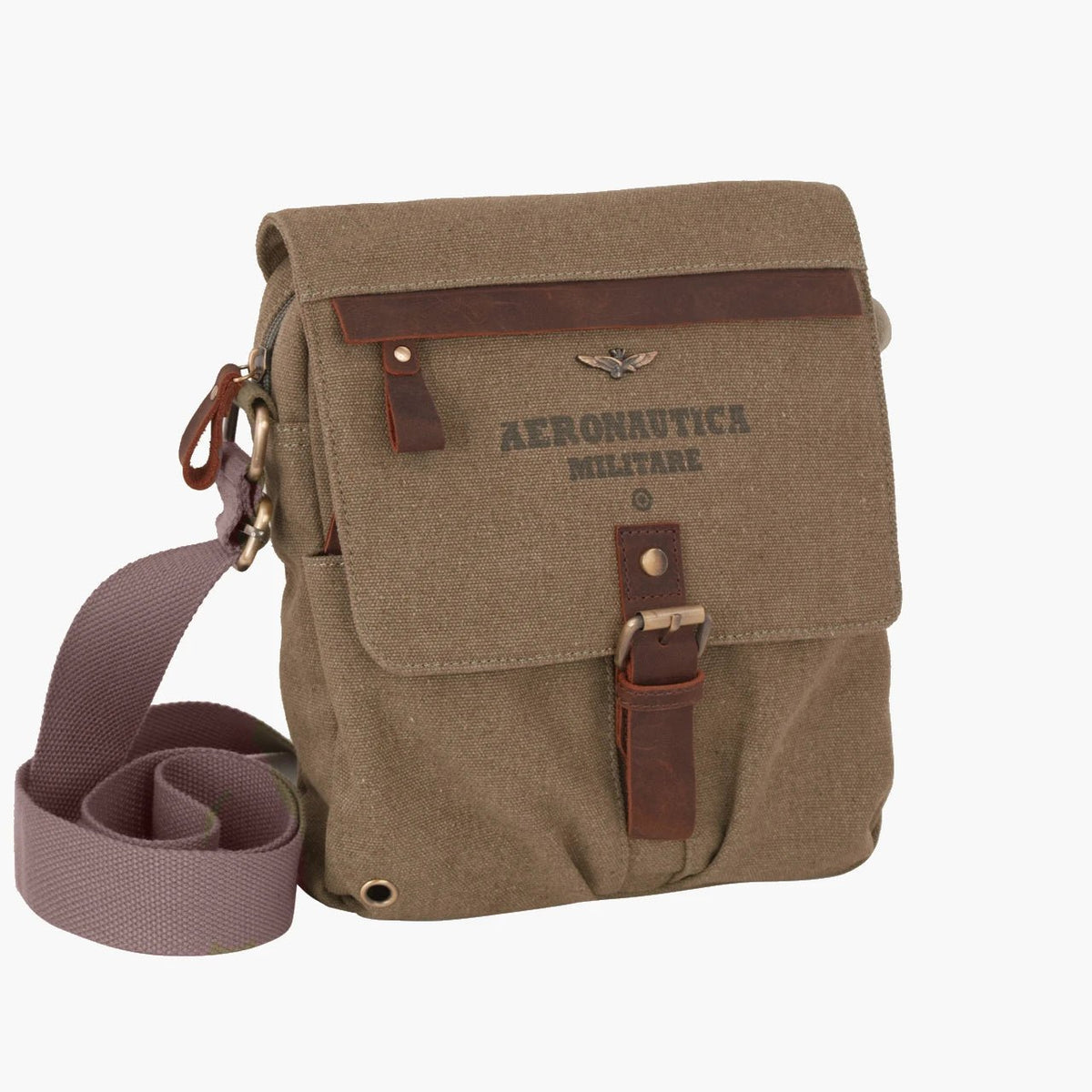 Aeronautica Militare Tracolla linea Canvas Marrone - Pelletteria Domizio