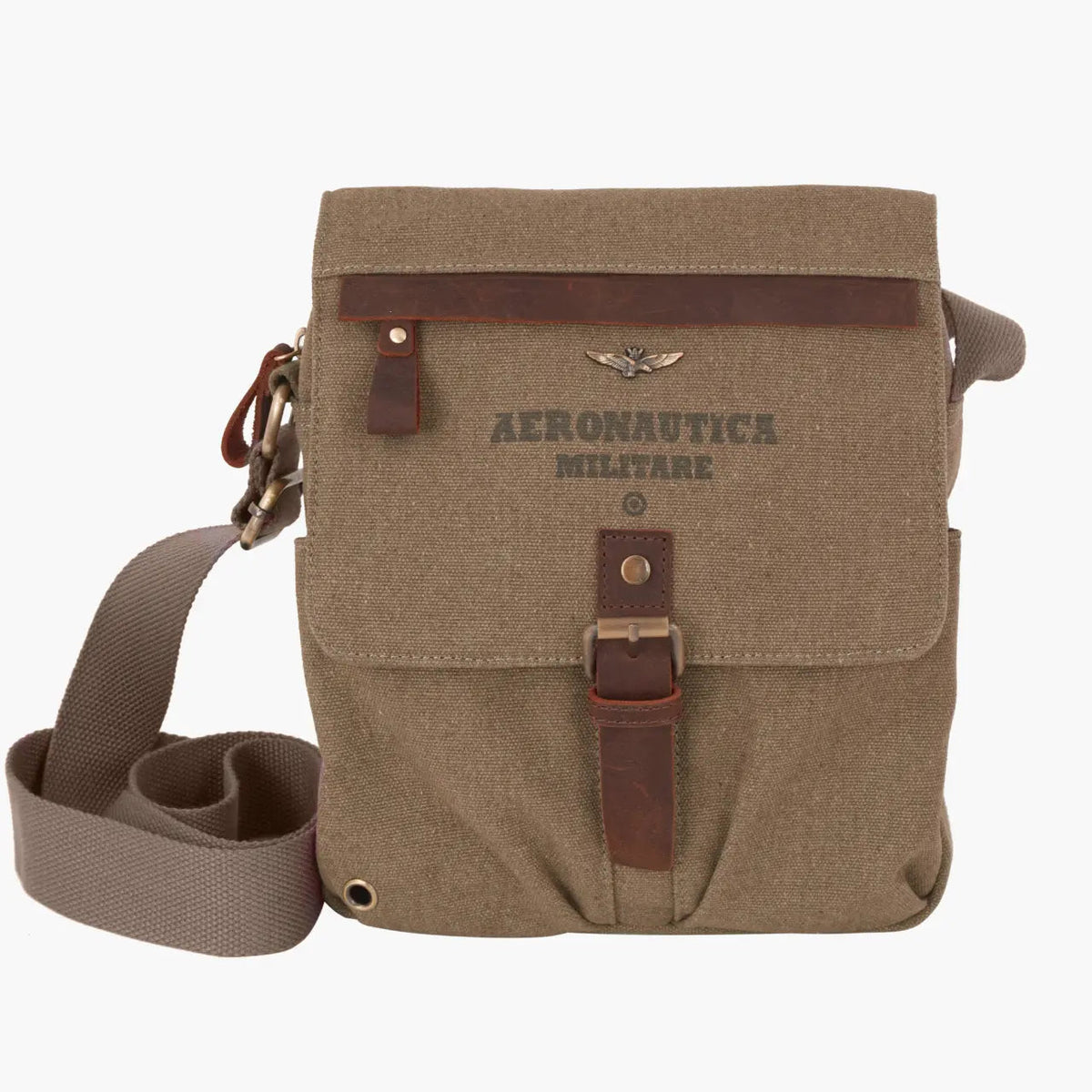 Aeronautica Militare Tracolla linea Canvas Marrone - Pelletteria Domizio