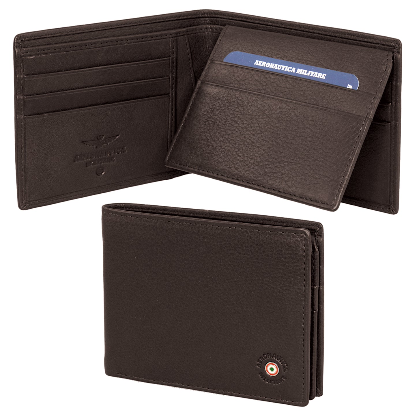 Plate leather credit card wallet with divider AM 133 