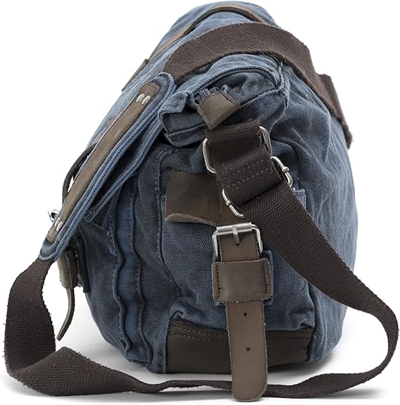 Avirex, 140506 Messenger in Canvas con dettagli in pelle Blu CNV0E - Pelletteria Domizio