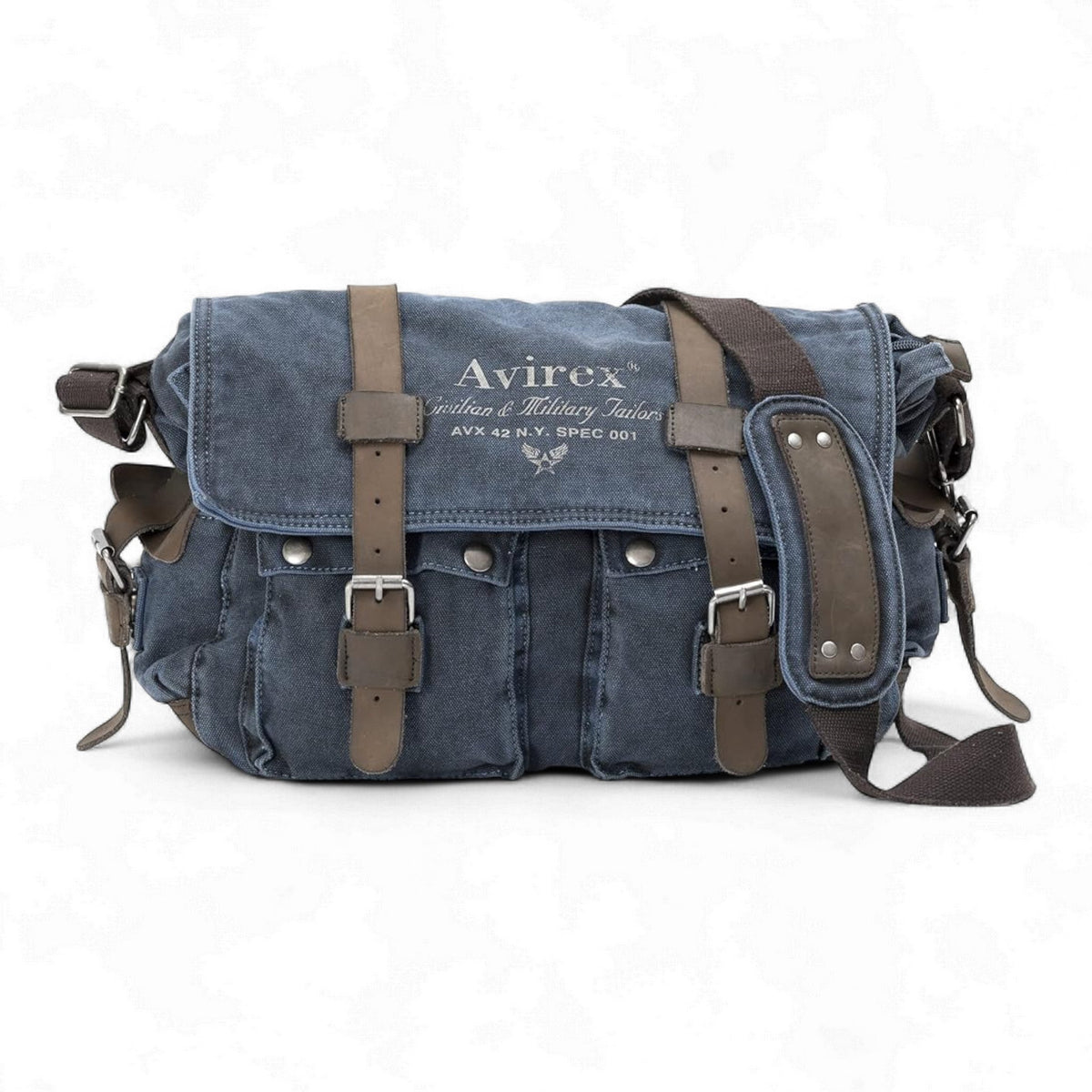 Avirex, 140506 Messenger in Canvas con dettagli in pelle Blu CNV0E - Pelletteria Domizio