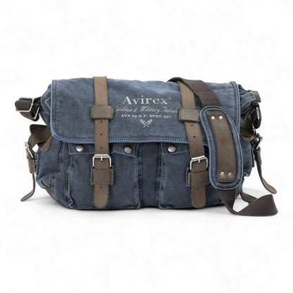 Avirex, 140506 Messenger in Canvas con dettagli in pelle Blu CNV0E - Pelletteria Domizio