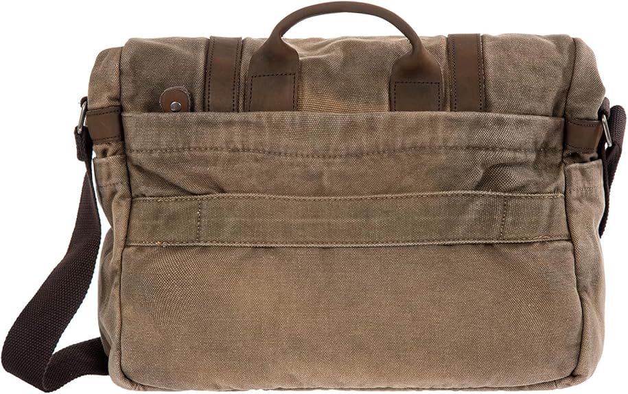 Avirex Borsa Messenger in Canvas e Pelle Bovina Anticata, Cartella a Tracolla Regolabile in Stile Militare, Collezione 140506 CNV0M (Verde Kaki) - Pelletteria Domizio
