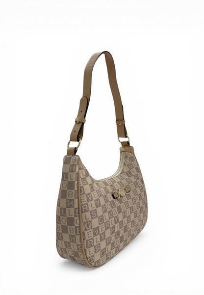 BORSA A SPALLA DONNA BEVERLY HILLS POLO CLUB BH-4533 BEIGE STAMPA - Pelletteria Domizio