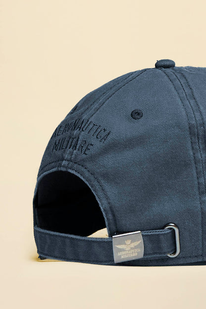 Cappellino con aquila turrita metallica BLU ARDESIA - Pelletteria Domizio