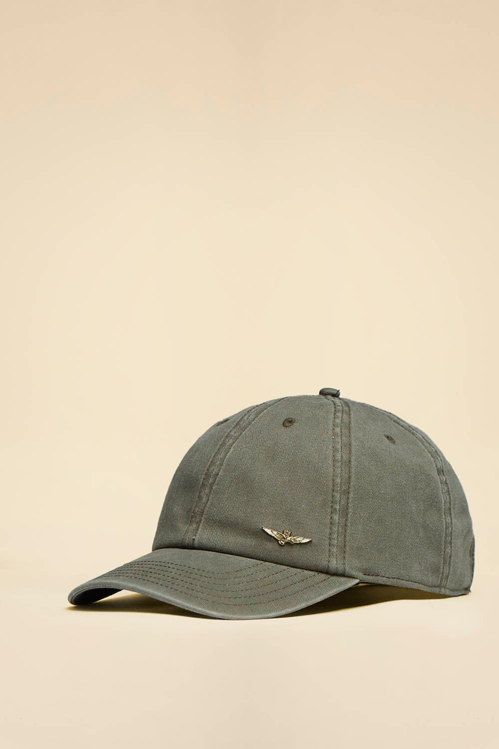 Cappellino con aquila turrita metallica VERDE LAVATO - Pelletteria Domizio
