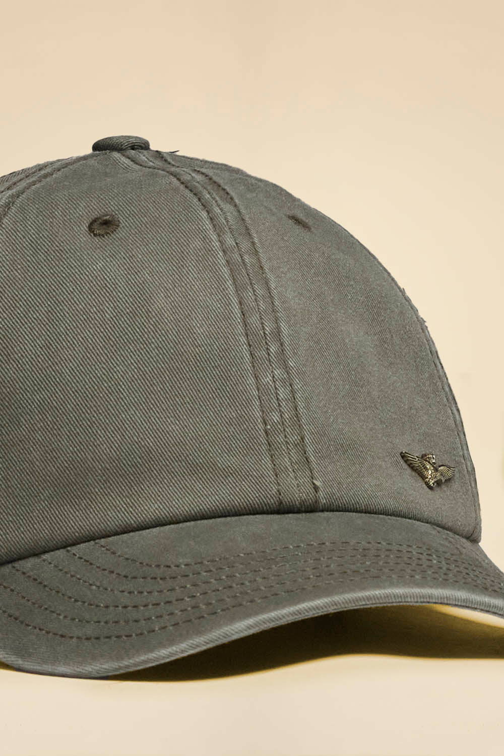 Cappellino con aquila turrita metallica VERDE LAVATO - Pelletteria Domizio