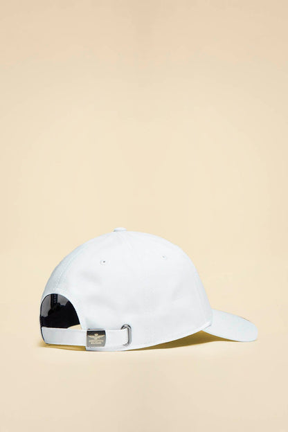 Cappellino con ricamo aquila turrita BIANCO - Pelletteria Domizio