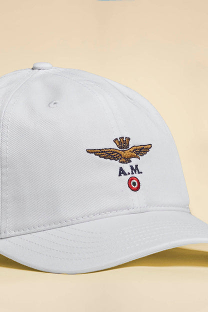 Cappellino con ricamo aquila turrita BIANCO - Pelletteria Domizio