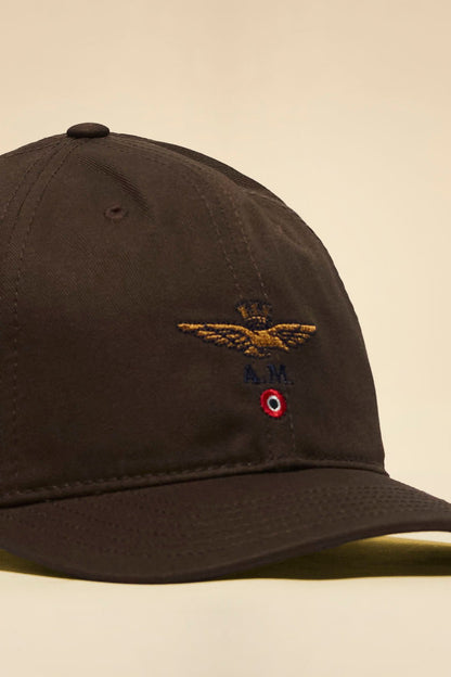 Cappellino con ricamo aquila turrita CASTAGNA - Pelletteria Domizio