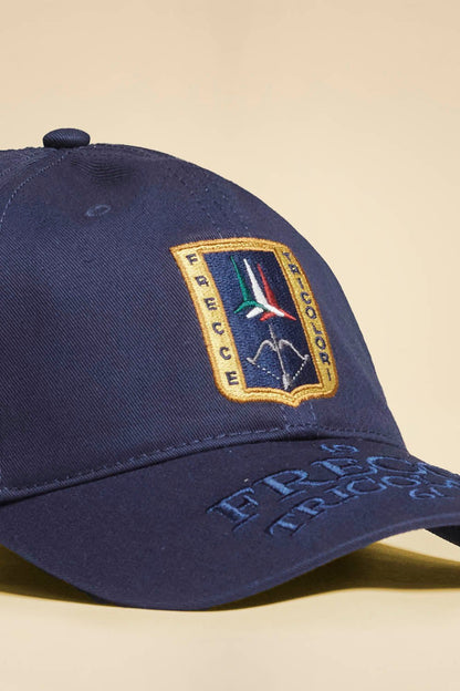 Cappellino in cotone con ricami BLU NAVY - Pelletteria Domizio