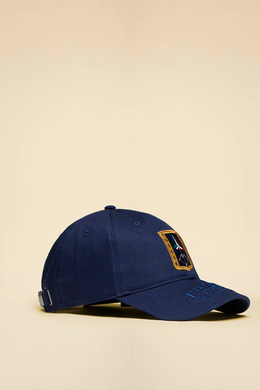 Cappellino in cotone con ricami BLU NAVY - Pelletteria Domizio
