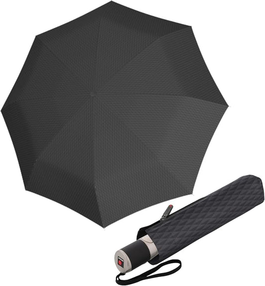 Knirps ombrello C.241 Chrome Matt Fashion Duomatic Prism Nero - Pelletteria Domizio