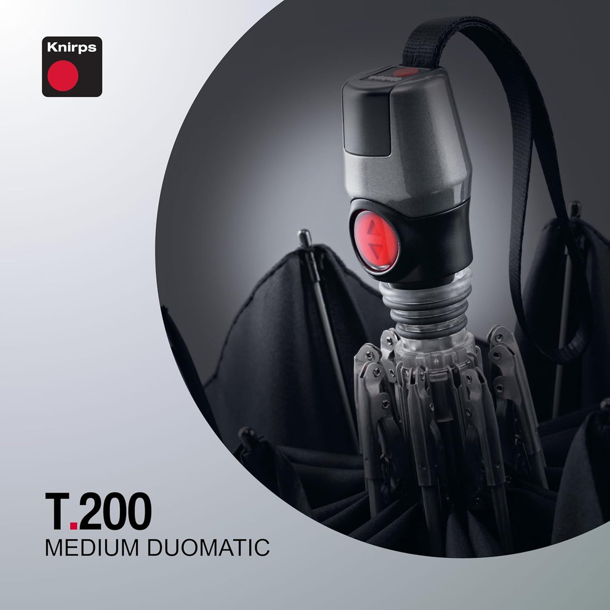 Knirps T.200 Ombrello Duomatic Check Black & White - Pelletteria Domizio