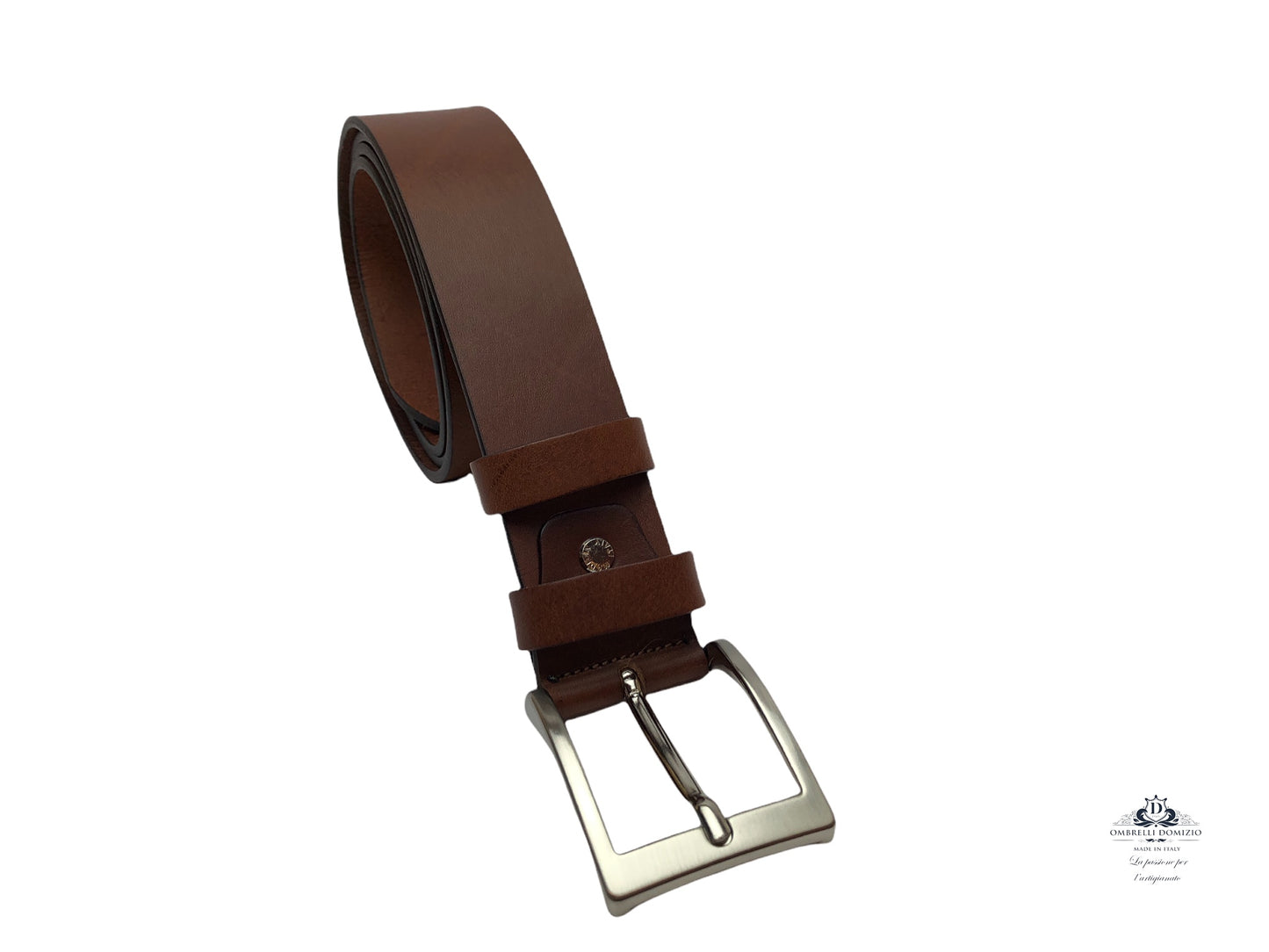 4 cm leather belt, handcrafted Made in Italy