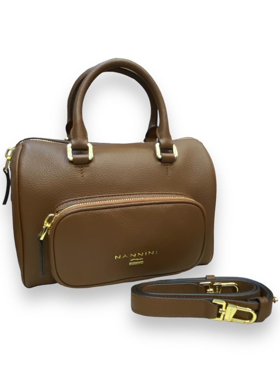 Nannini Firenze bauletto piccolo con tracolla 26x 18x15 cm 100% pelle Art. 18059 (Cuoio) - Pelletteria Domizio