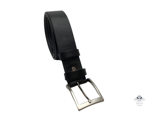 4 cm leather belt, handcrafted Made in Italy