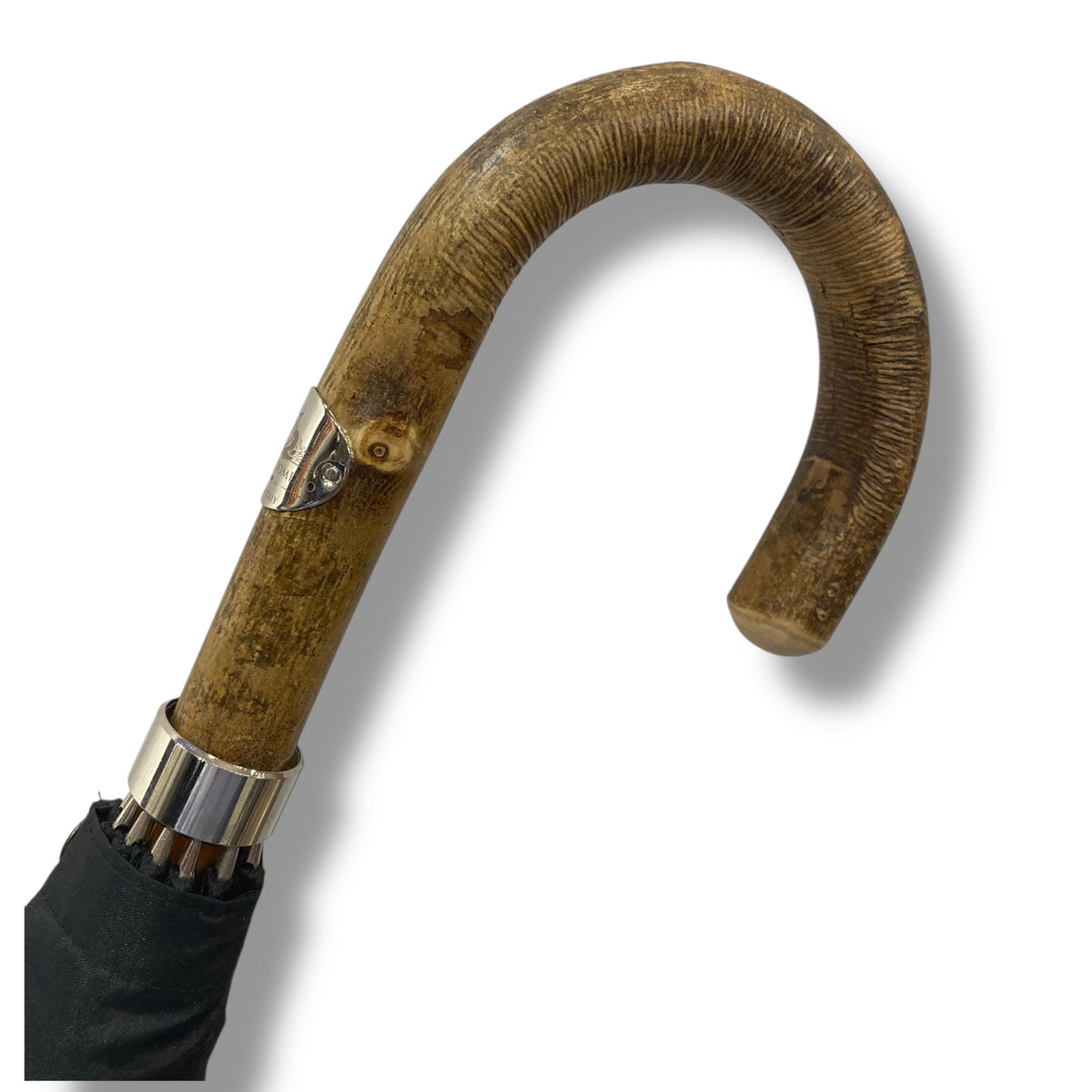 Ombrello Artigianale, manico in legno di Frassino - colore Nero - Pelletteria Domizio