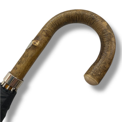 Ombrello Artigianale, manico in legno di Frassino - colore Nero - Pelletteria Domizio