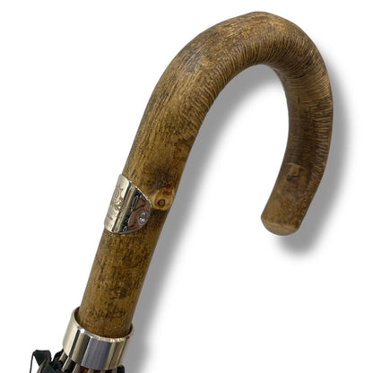 Ombrello Artigianale, manico in legno di Frassino - colore Nero - Pelletteria Domizio