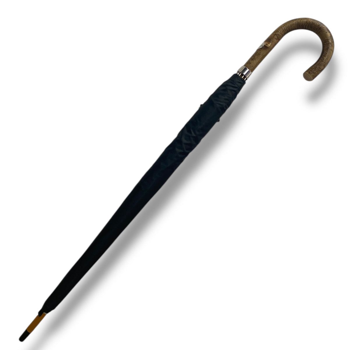 Ombrello Artigianale, manico in legno di Frassino - colore Nero - Pelletteria Domizio