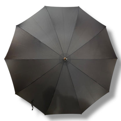 Ombrello Artigianale, manico in legno di Frassino - colore Nero - Pelletteria Domizio