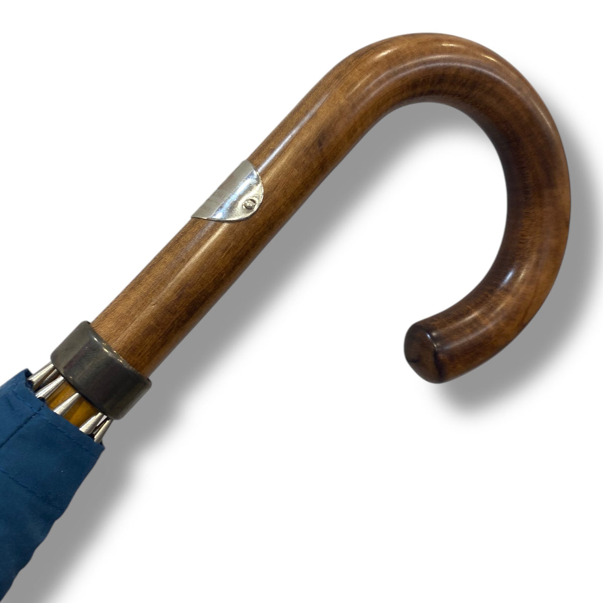 Ombrello Artigianale, manico in legno di Mapel- colore Verde petrolio - Pelletteria Domizio