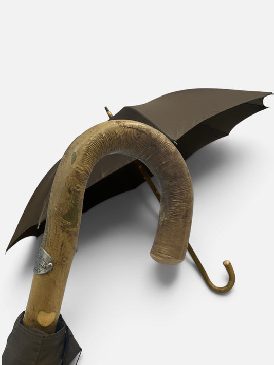 Ombrello Bastone intero in legno di Ulivo 10 Stecche - Lavorazione artigiamnale Ombrelli Domizio dal 1989 - Pelletteria Domizio
