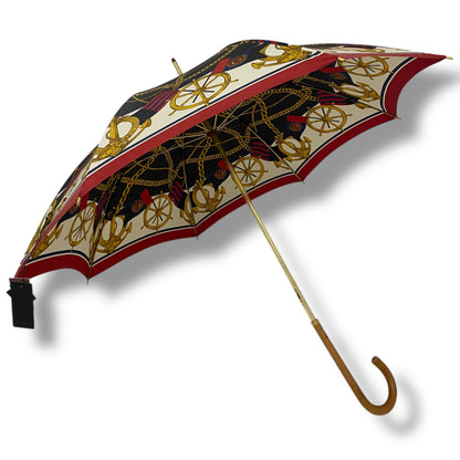 Ombrello classico Donna "stile anni 70" manico in canna di Malacca lavorazione artigianale Ombrelli Domizio dal 1989 Made in Italy F1 - Pelletteria Domizio