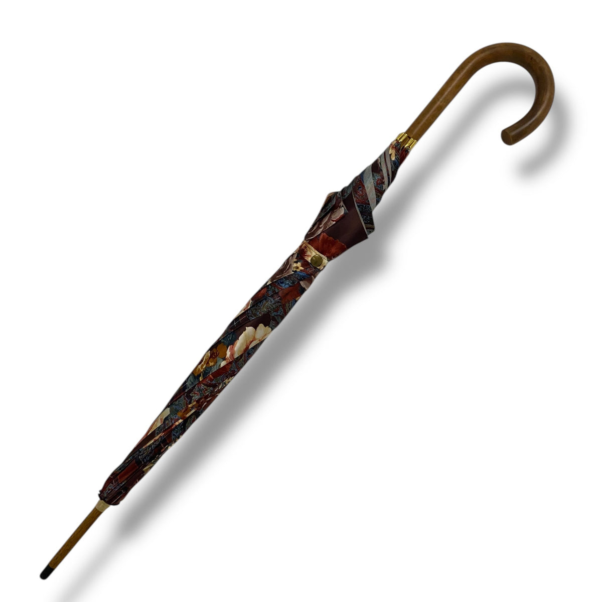 Ombrello classico Donna "stile anni 70" manico in canna di Malacca lavorazione artigianale Ombrelli Domizio dal 1989 Made in Italy F4 - Pelletteria Domizio
