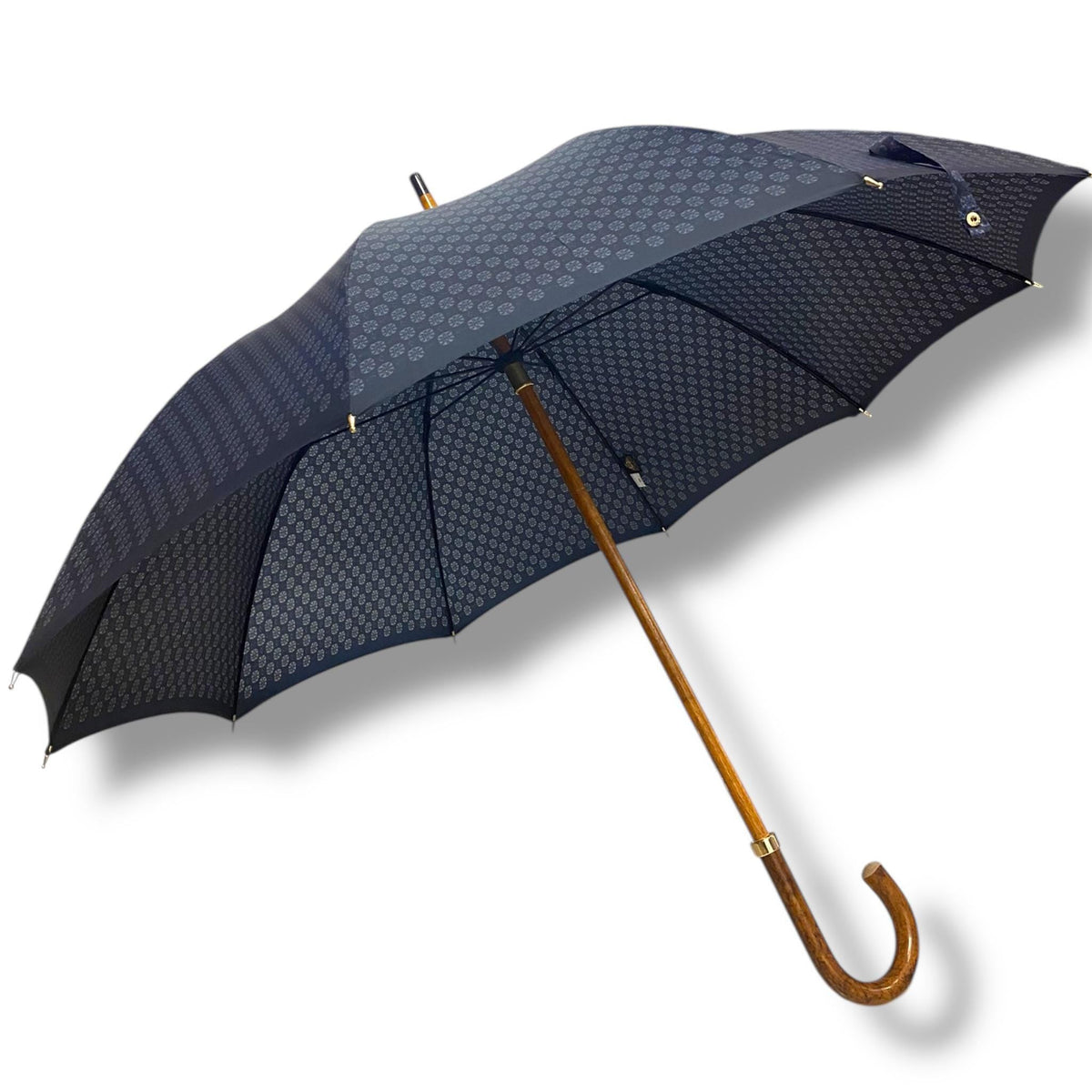 Ombrello classico manico in Canna di Malacca 10 Stecche tessuto Nylon - Pelletteria Domizio