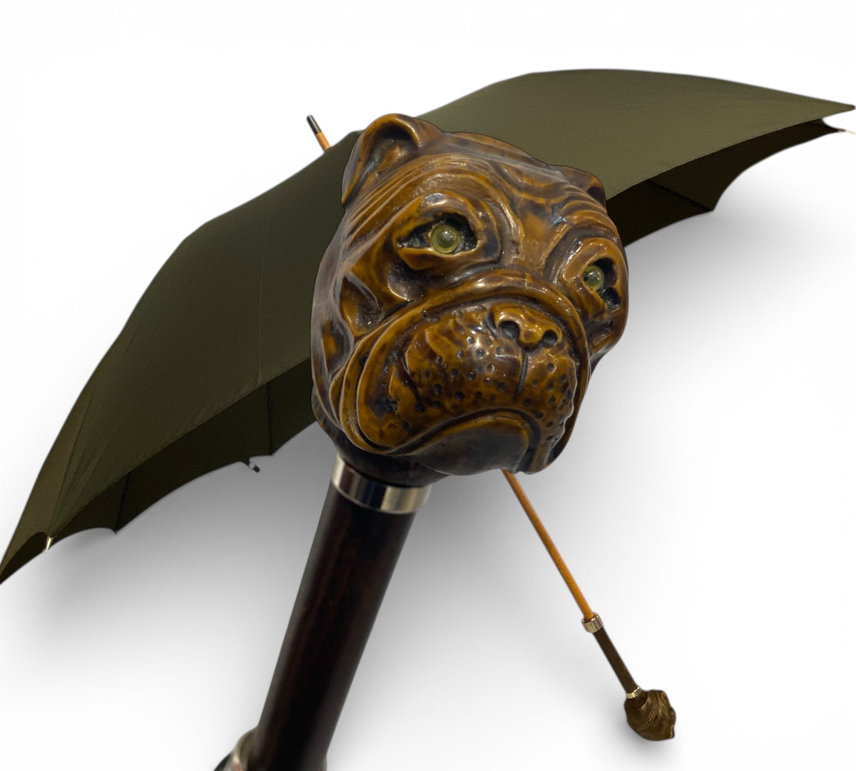 Ombrello Classico manico in vetroresina effetto legno Cane Lavorazione artigianale Ombrelli Domizio dal 1989 Made in Italy - Pelletteria Domizio