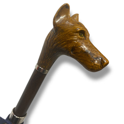 Ombrello Classico manico in vetroresina effetto legno Cane Lavorazione artigianale Ombrelli Domizio dal 1989 Made in Italy - Pelletteria Domizio